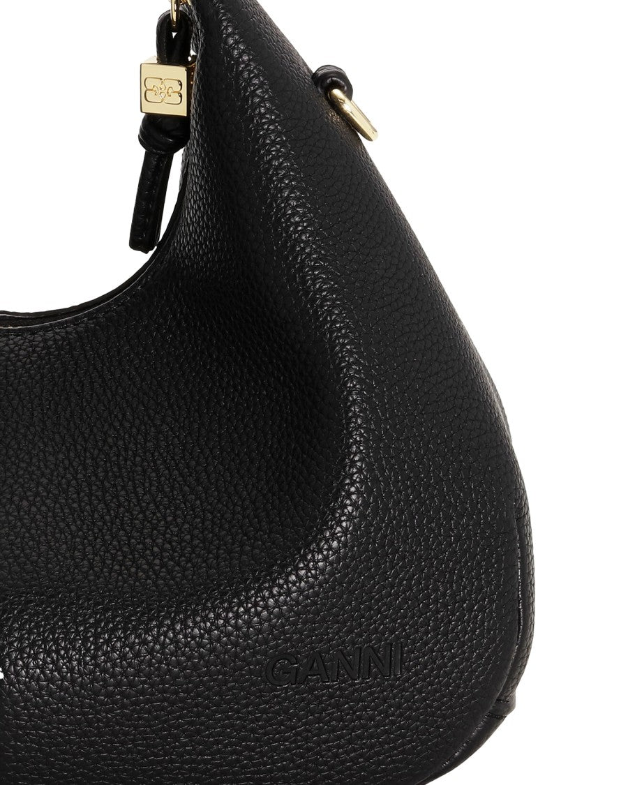 Ganni Mini Hobo Bag With Adjustable Strap And Decorative Mirror Tag