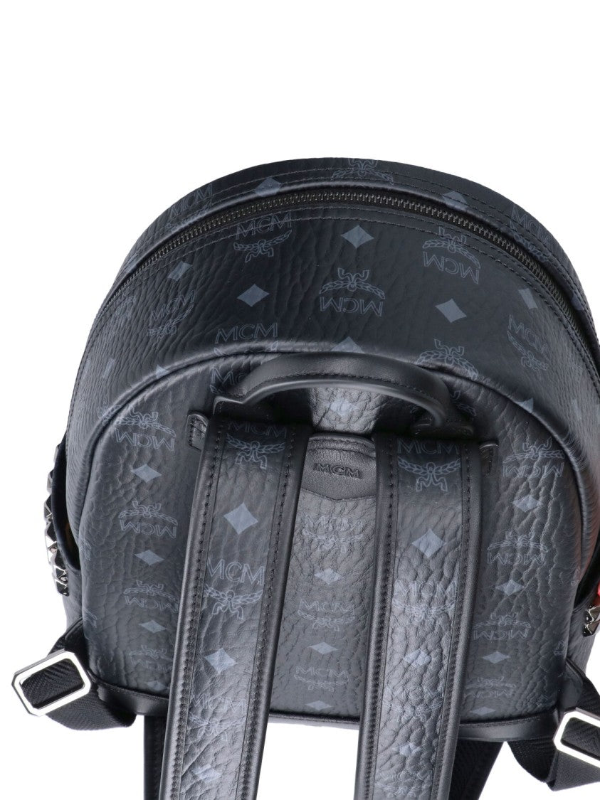 Mcm Black Stark Visetos Fabric Backpack