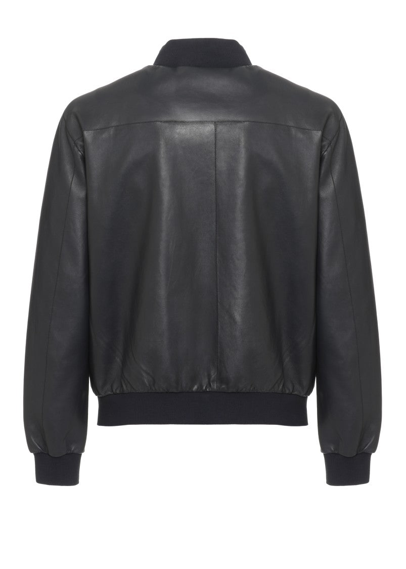 The Jack Leathers High Neck Black Leather Jacket With Zip Fastening