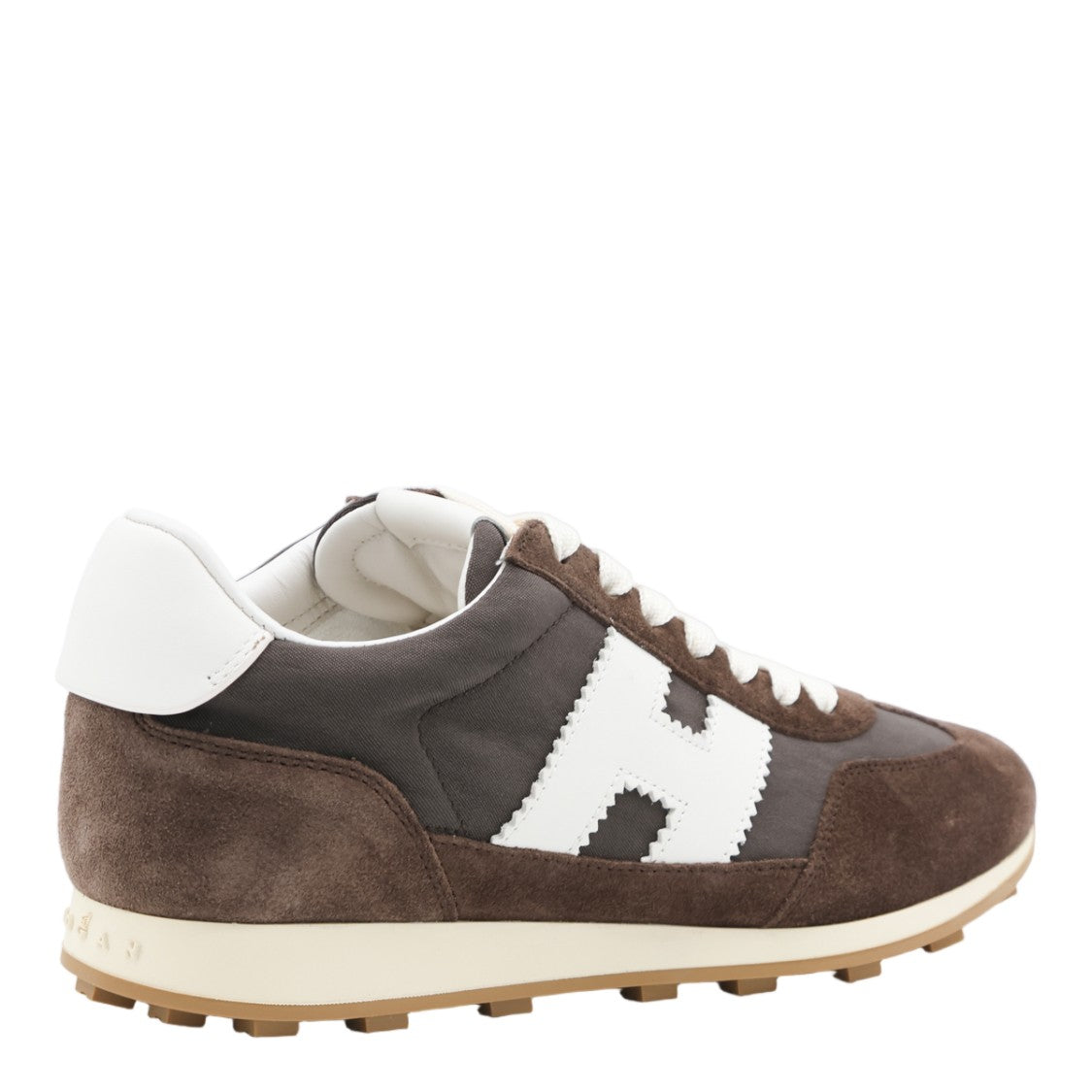 Hogan Dark Brown Suede And Fabric Sneakers