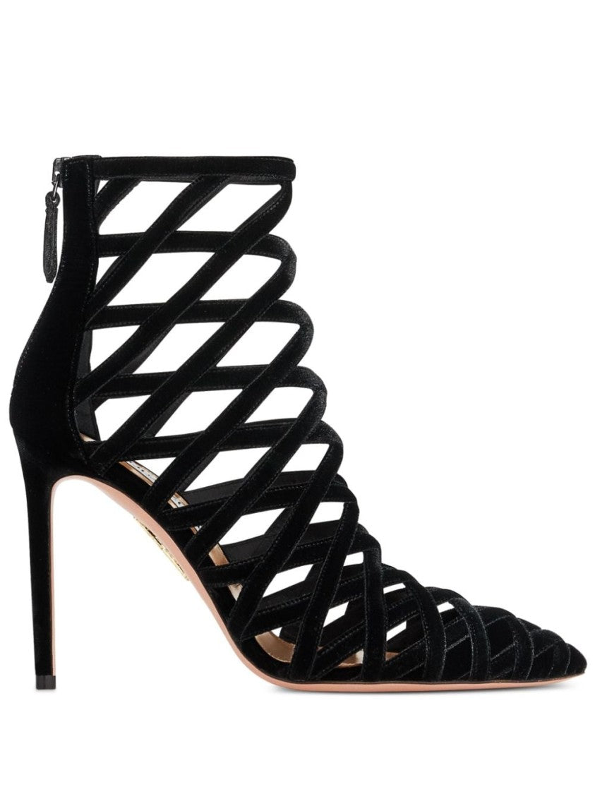 Aquazzura Interwoven Velvet Ankle Boots