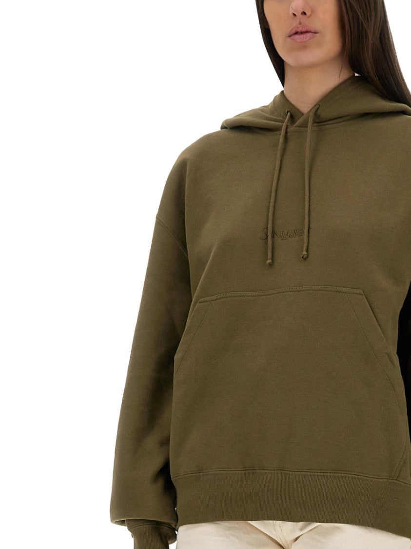 Saint Laurent Hooded Sweatshirt With Logo Detailing