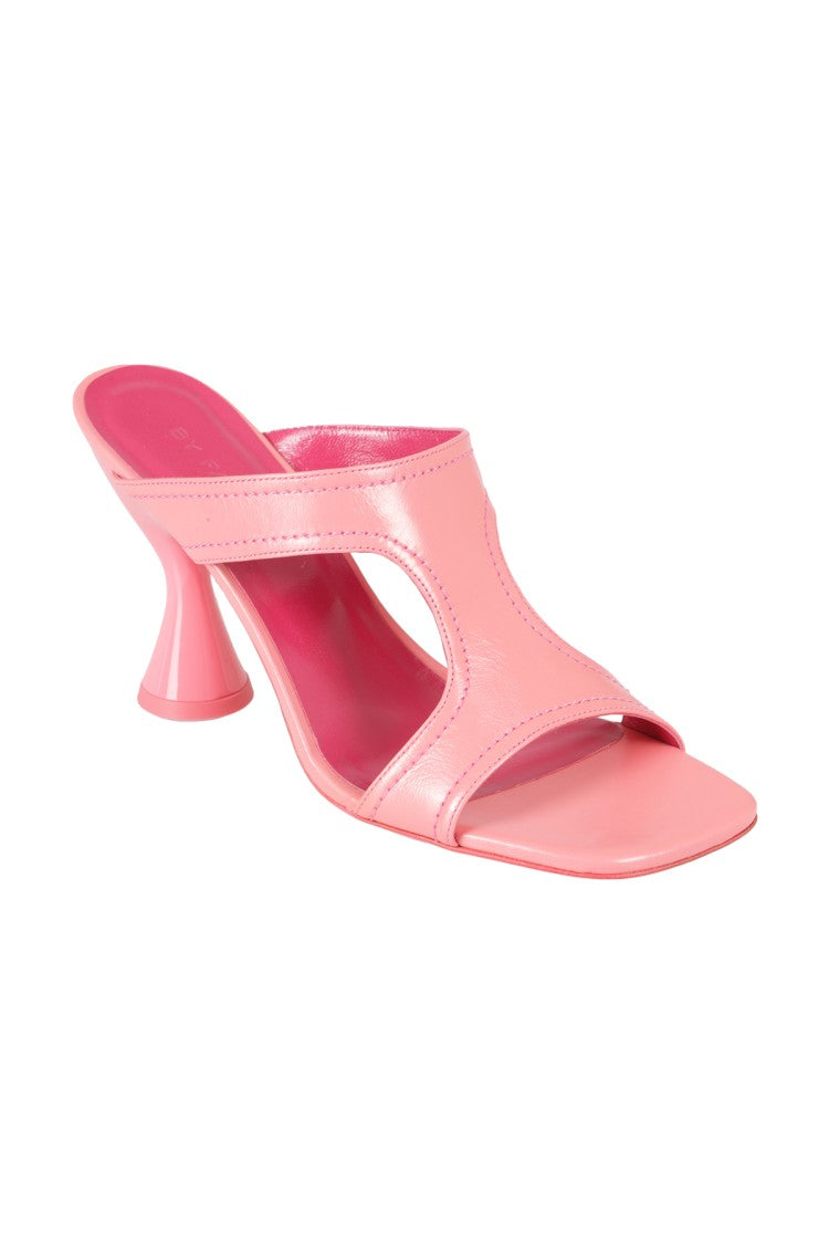 By Far Nadia Gloss Leather Sandal With Square Toe