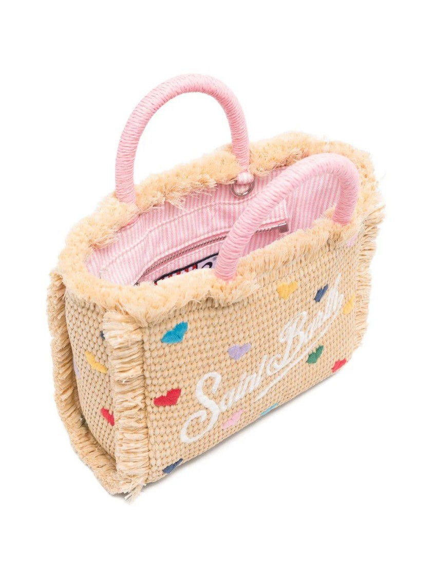 Mc2 Saint Barth Woven Rectangle Tote Bag With Heart Accents