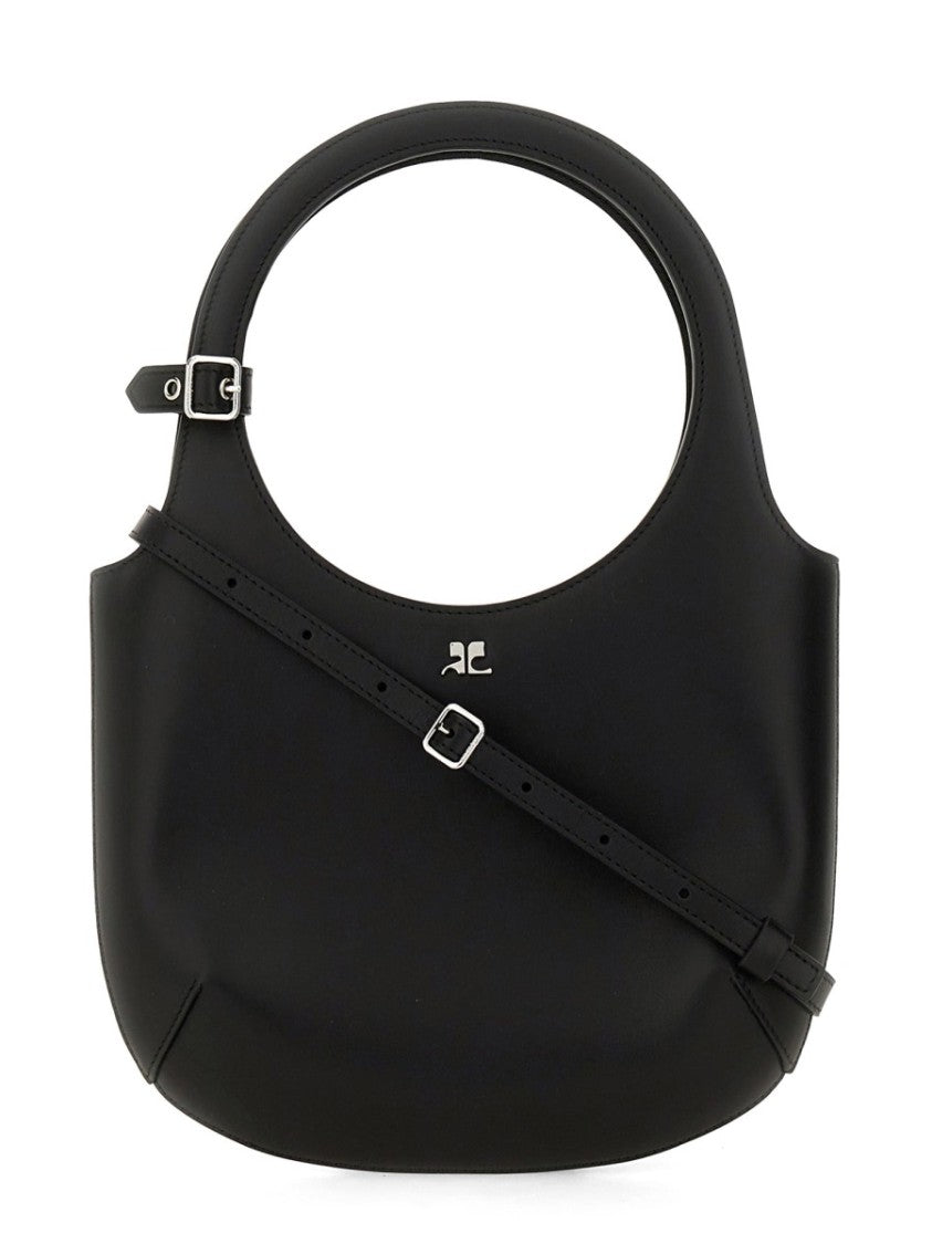 Courrèges Circular Handle Leather Bag With Adjustable Strap