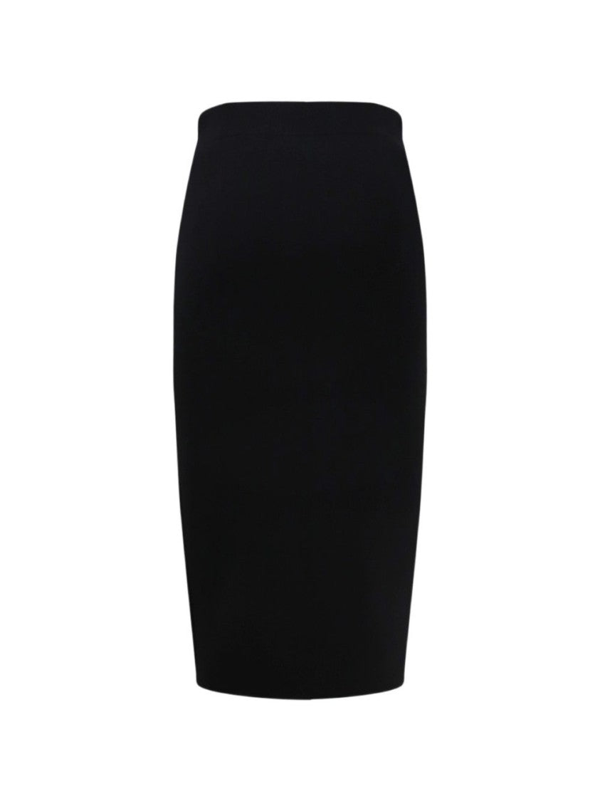 Elisabetta Franchi Fitted Black Skirt With Vertical Gold Zipper Detail