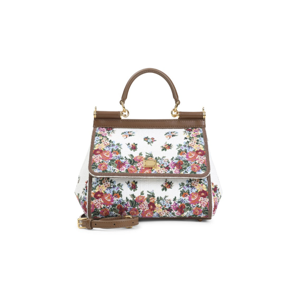 Dolce & Gabbana Multicolor Floral Handbag With Structured Design