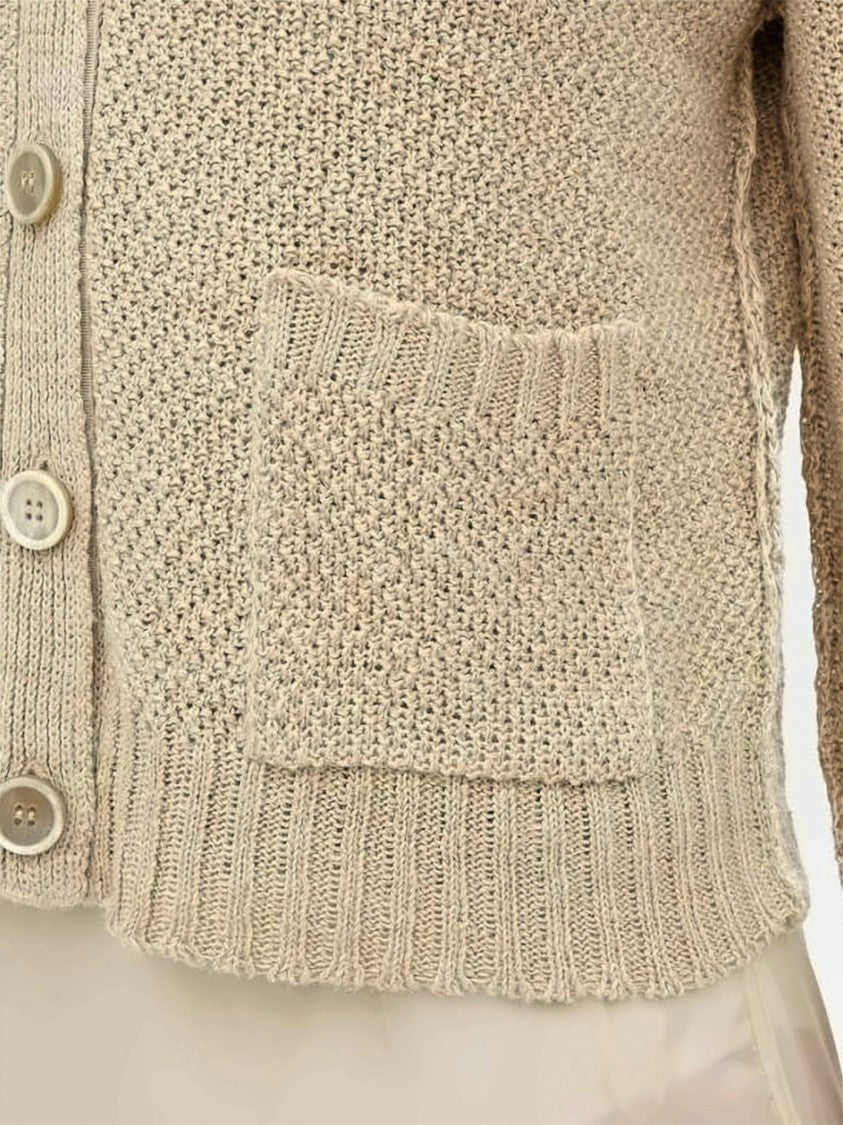 Maison Margiela Cropped Textured Knit Cardigan With Button-Down Front