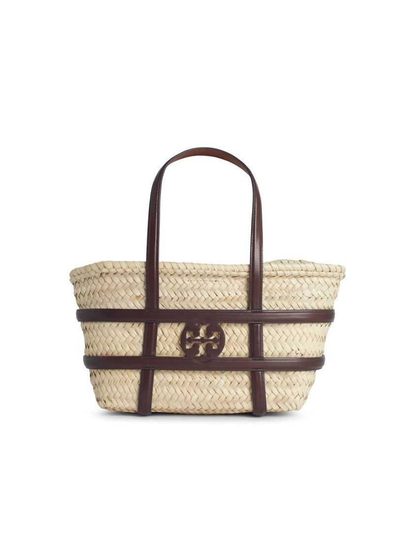 Tory Burch Small 'Ella' Shopping Bag In Straw Leather Color