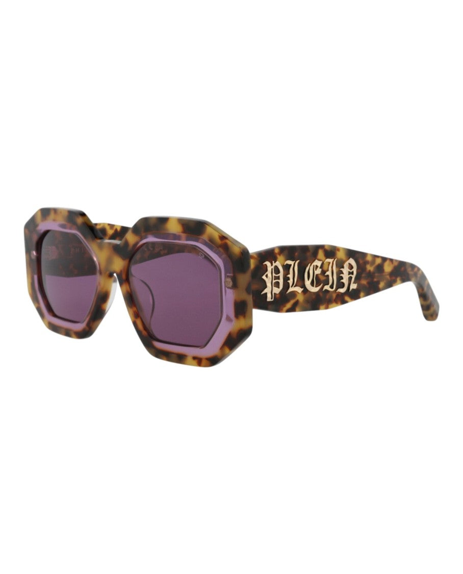 Philipp Plein Tortoiseshell Square-Frame Acetate Sunglasses With Saddle Nose Bridge