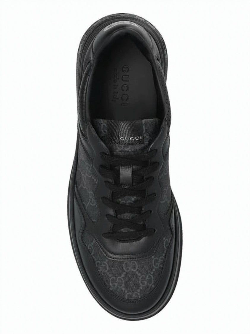 Gucci Low-Top Canvas Sneakers With Leather Overlays