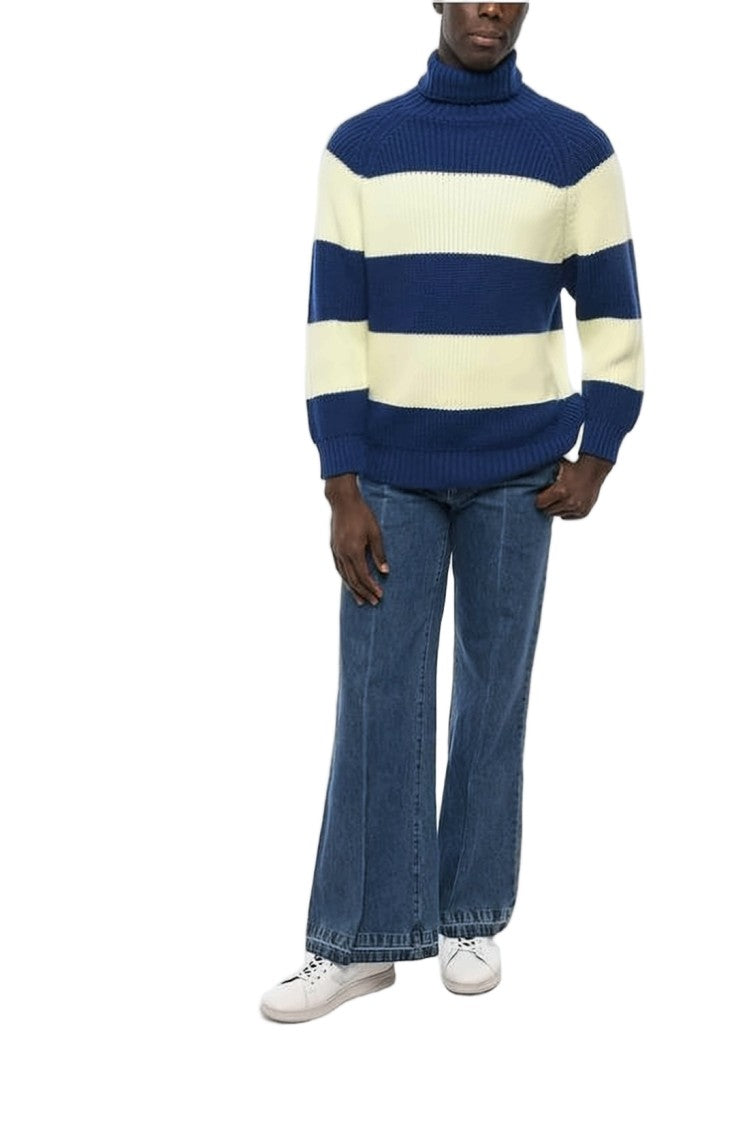 Sunnei Horizontal Striped Chunky Knit Turtleneck Sweater