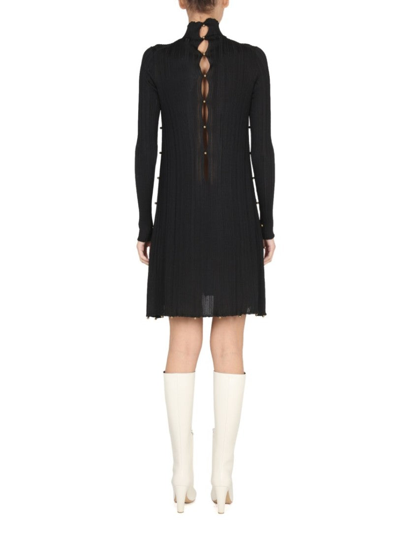 Bottega Veneta Hand-Embellished High Neck Plisse Dress