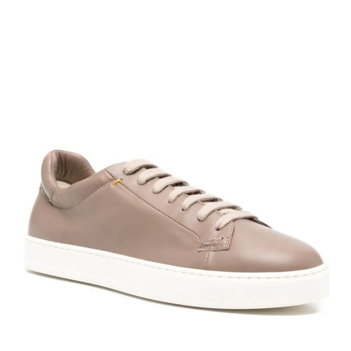 Doucal's Beige Minimalist Rubber Sole Leather Sneakers