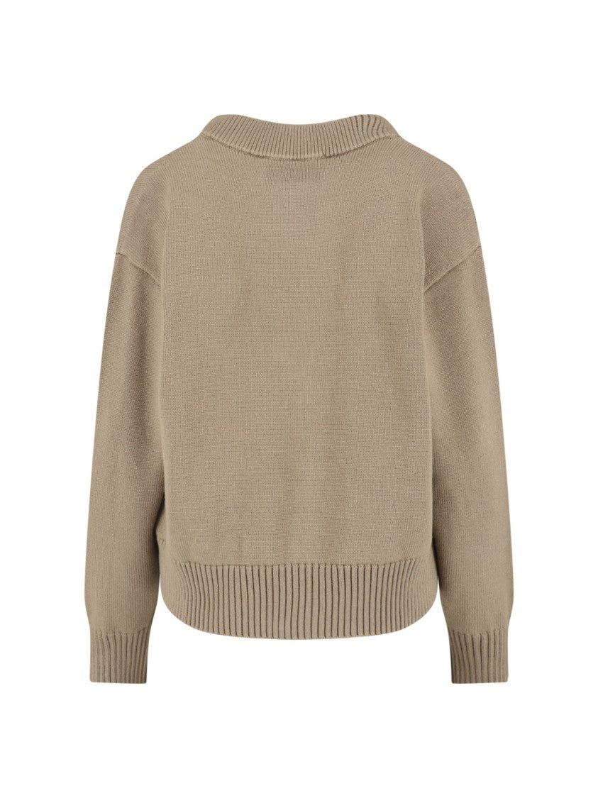 Ami Paris Beige Ami De Coeur Wool Cardigan