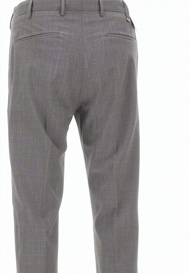 Pt Torino Tailored Slim Fit Grey Suit Pants With Textured Finish