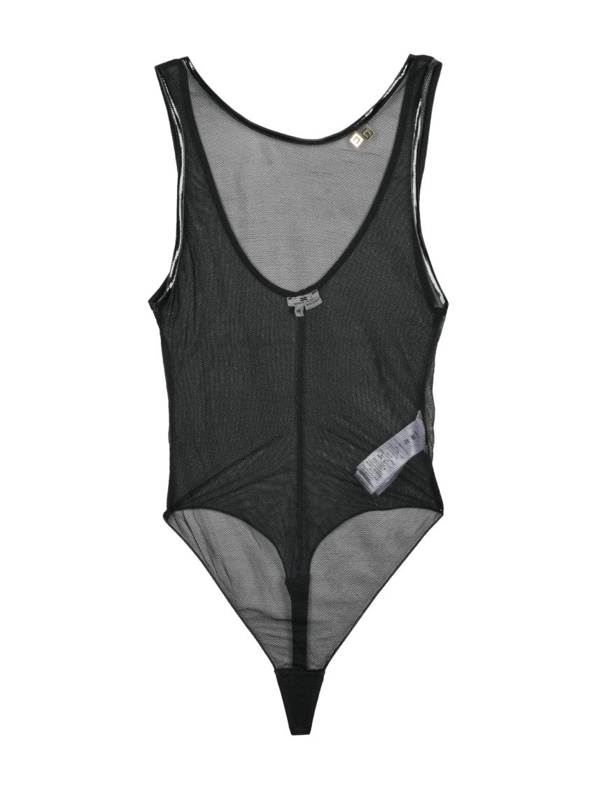 Elisabetta Franchi Black Sheer Close-Fitting Polyamide-Blend Bodysuit