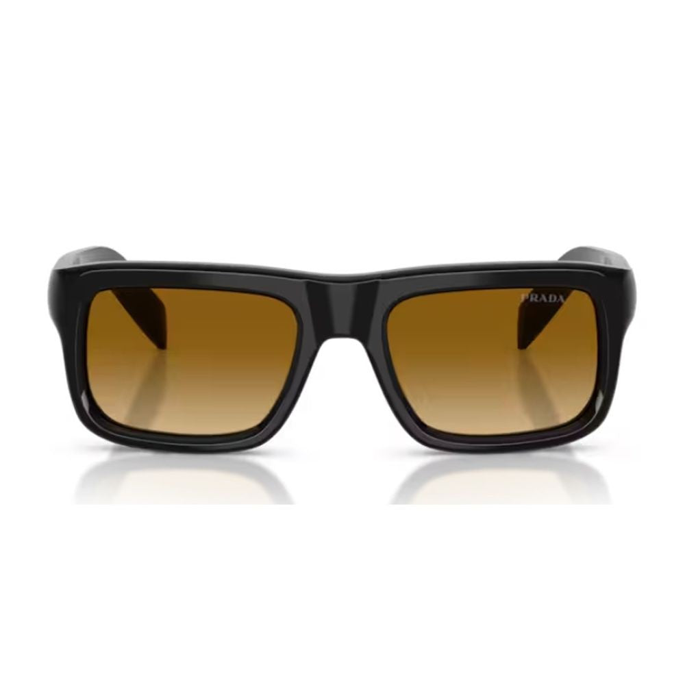 Prada Oversized Rectangular Frame Sunglasses In Glossy Black Acetate