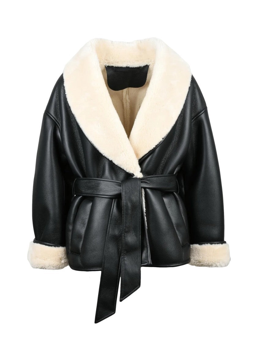 Stand Studio Black-Beige Polyurethane Eco Jacket