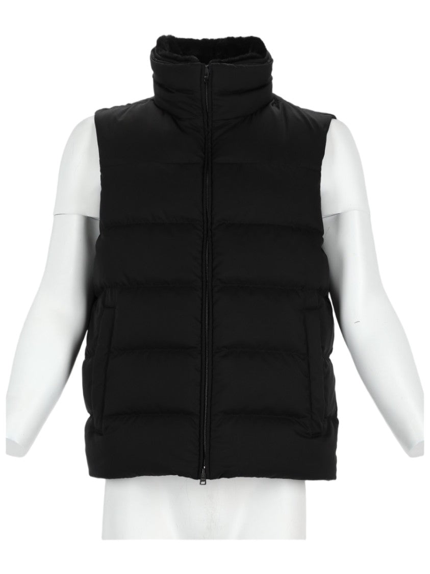 Herno Padded Gilet With Horizontal Quilted Sections And Stand Collar