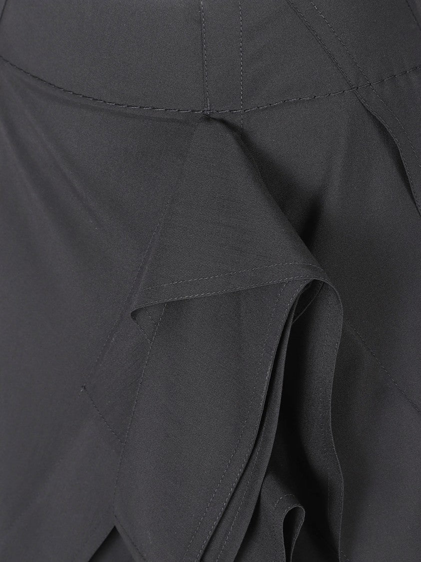Bottega Veneta Asymmetrical Midi Skirt With Ruffled Detailing And Structured Finish