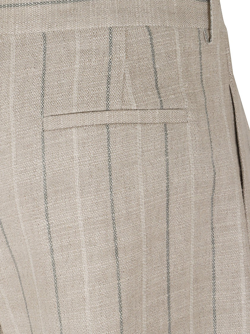 Antonelli Firenze Refined Linen Blend Bermuda Shorts With Pinstripe