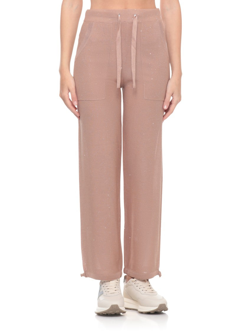 Kangra Viscose Sequined Drawstring Straight-Leg Pants