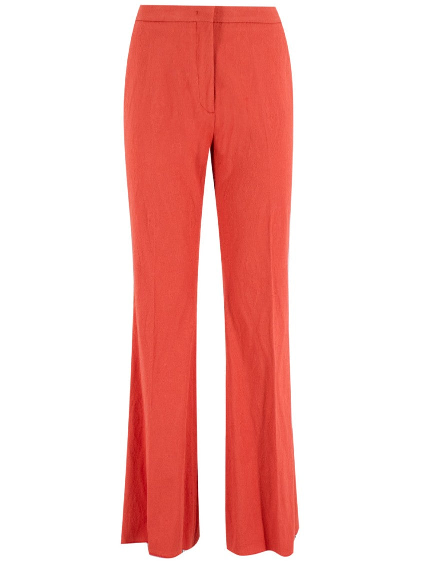 Etro High-Waisted Red Trousers With Wide Cut