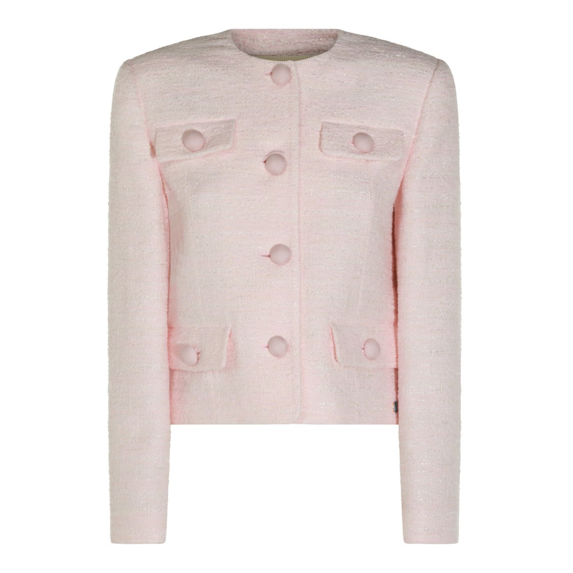 Valentino Pink Cotton Round Collar Jacket