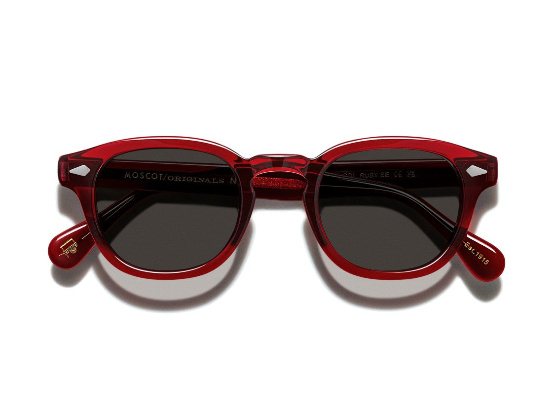Moscot Red Or-Lem-S Translucent Acetate Sunglasses