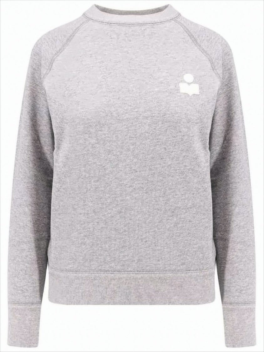 Isabel Marant Heather Grey Long-Sleeved Sweatshirt With Minimalist Emblem