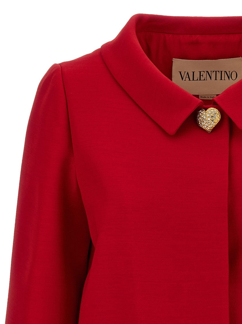 Valentino Garavani Crepe Couture Blazer With Rhinestone Heart Detail