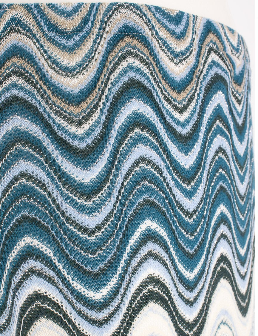 Mc2 Saint Barth Wide-Leg Trousers With Dynamic Wavy Pattern