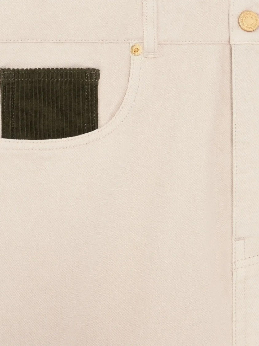 Drôle De Monsieur Straight-Cut Trousers With Distinctive Corduroy Patch