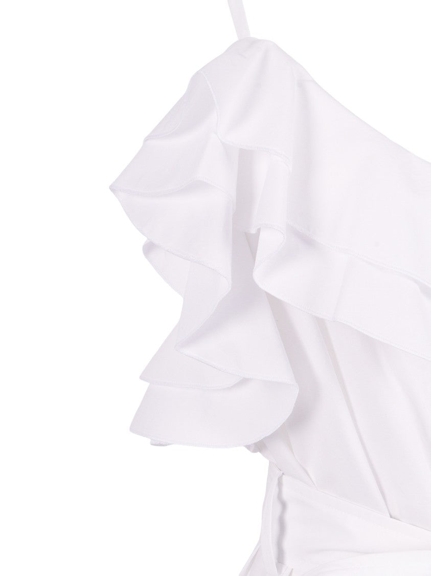 P.A.R.O.S.H. White Sleeveless Ruffled Blouse