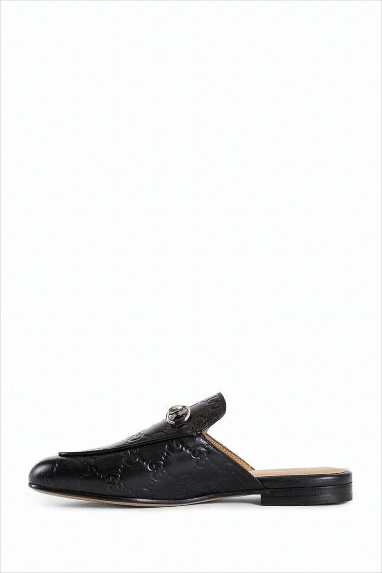 Gucci Embossed Leather Slip-On Mules