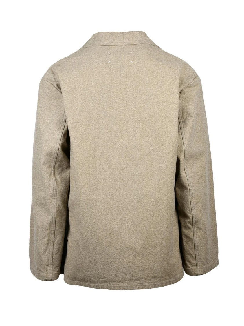 Maison Margiela Semi-Rigid Cotton Coat With Boxy Silhouette And Classic Collar