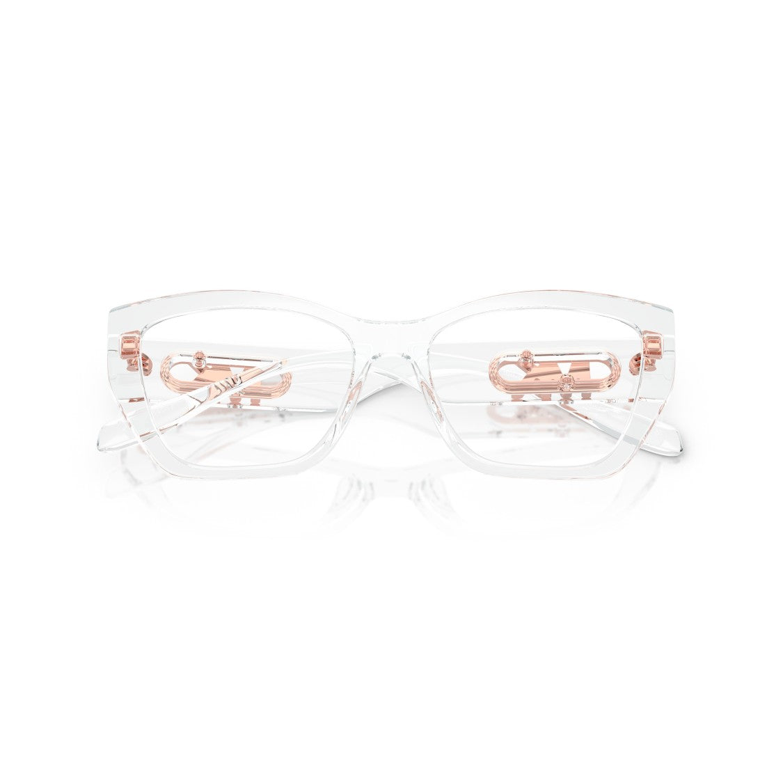 Michael Kors 0Mk4149u Transparent Cat-Eye Eyeglasses With Rose Gold Accents