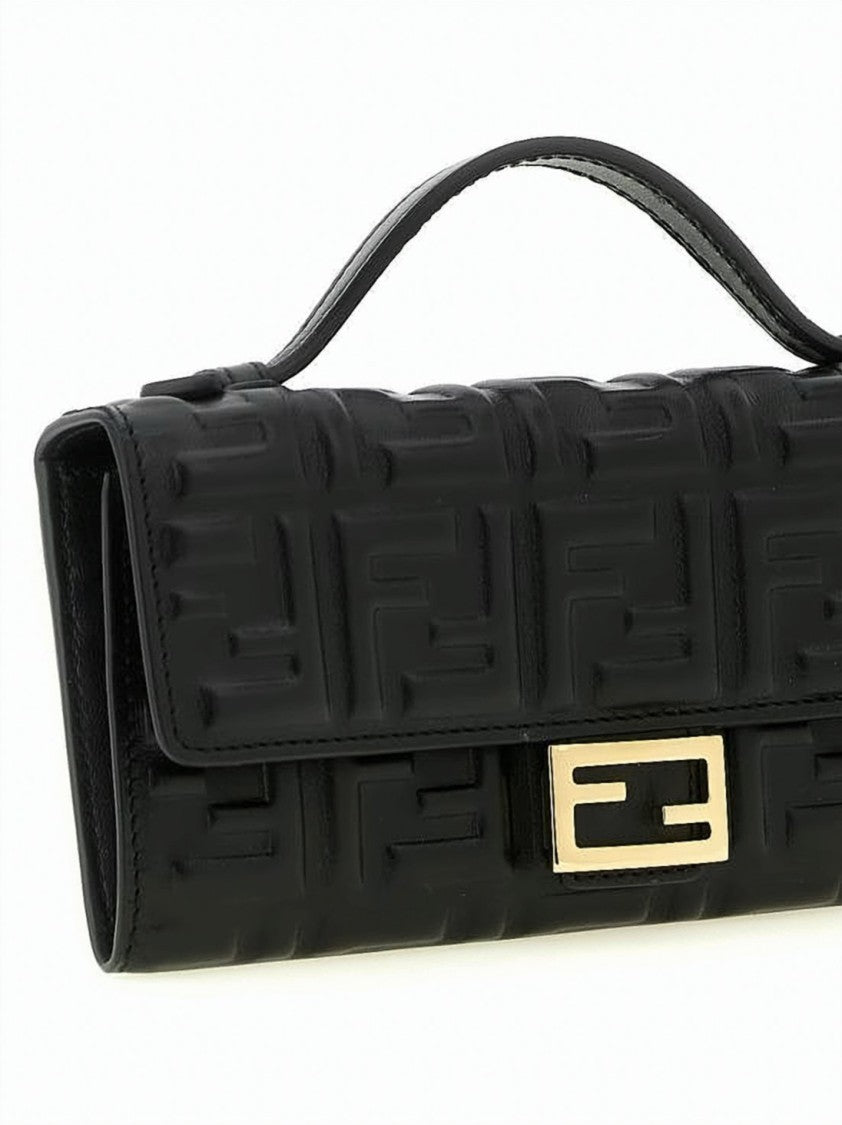 Fendi Black Geometric Pattern Lambskin Crossbody Bag