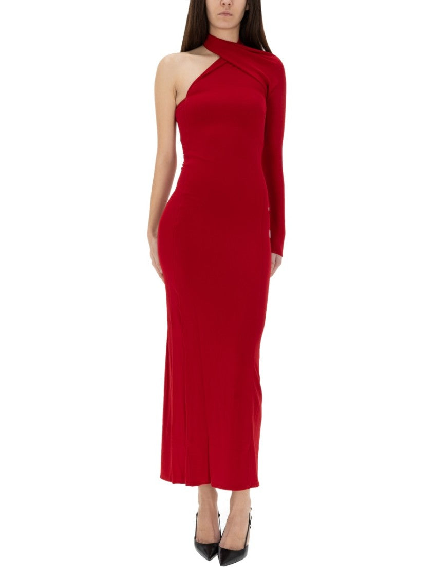 Courrèges Neutrals Draped One Shoulder Dress