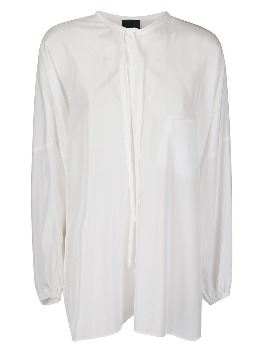 Jejia Long Lightweight Silk Shirt With Tie Collar