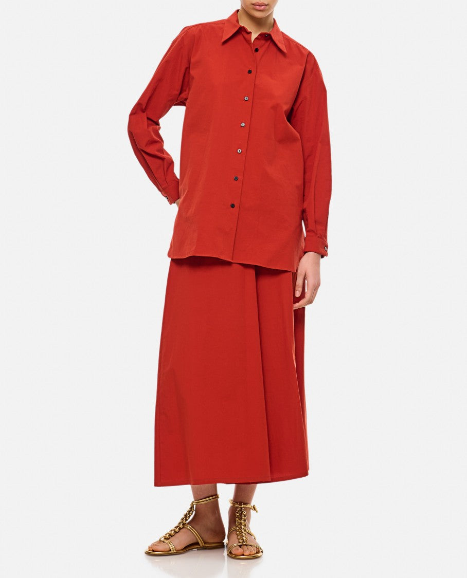 Dusan Red Shirt With Pointed Collar And Elegant Draping