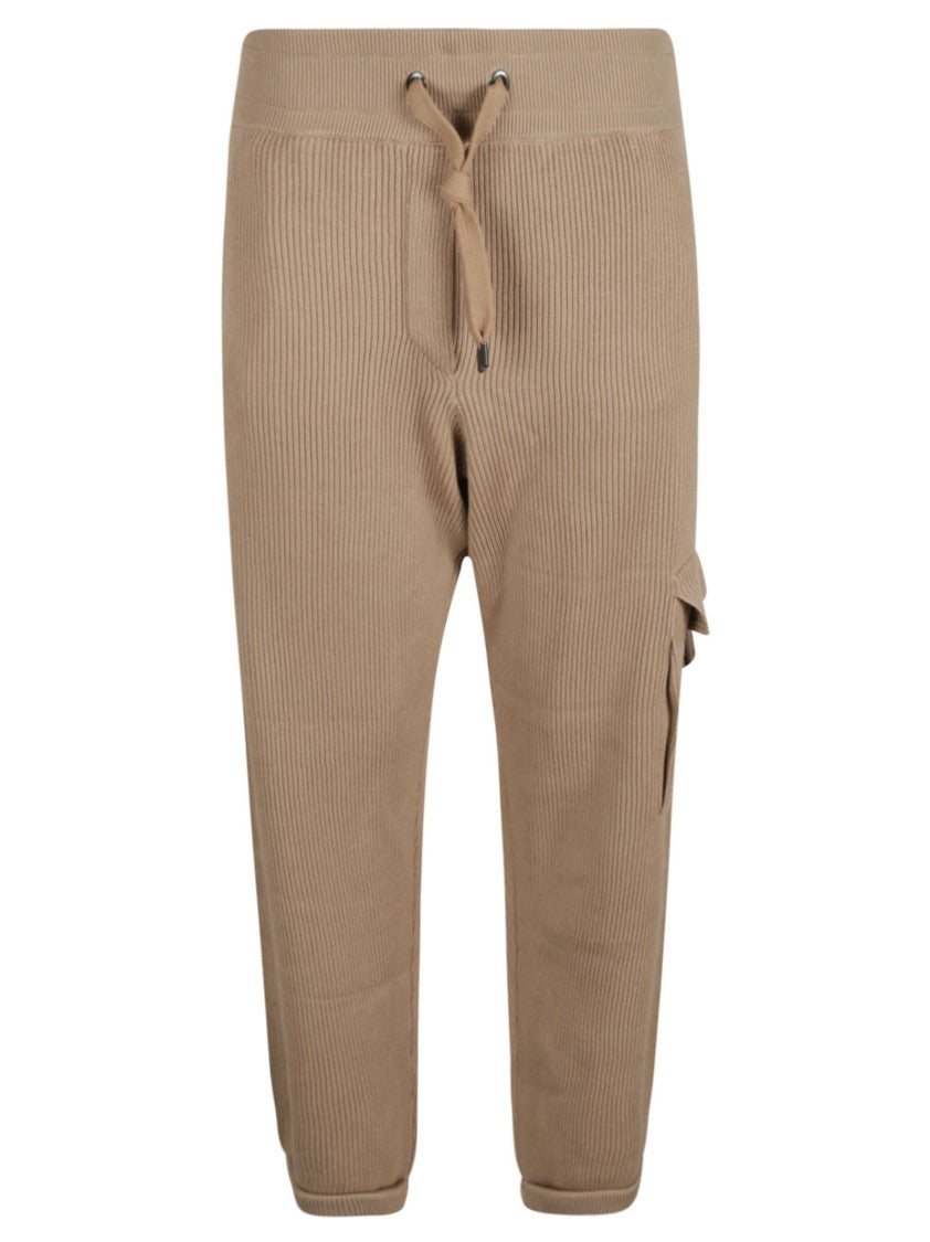 Brunello Cucinelli Cropped Trousers With Ribbed Knit Texture