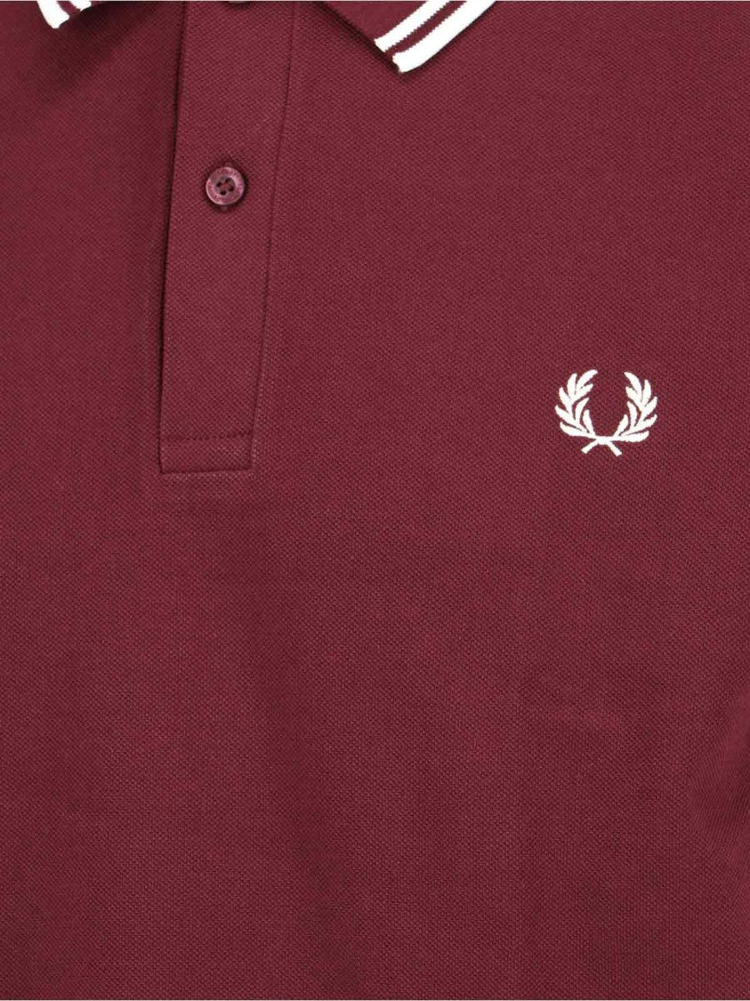 Comme Des Garçons Shirt Logo Polo Shirt In Burgundy Cotton