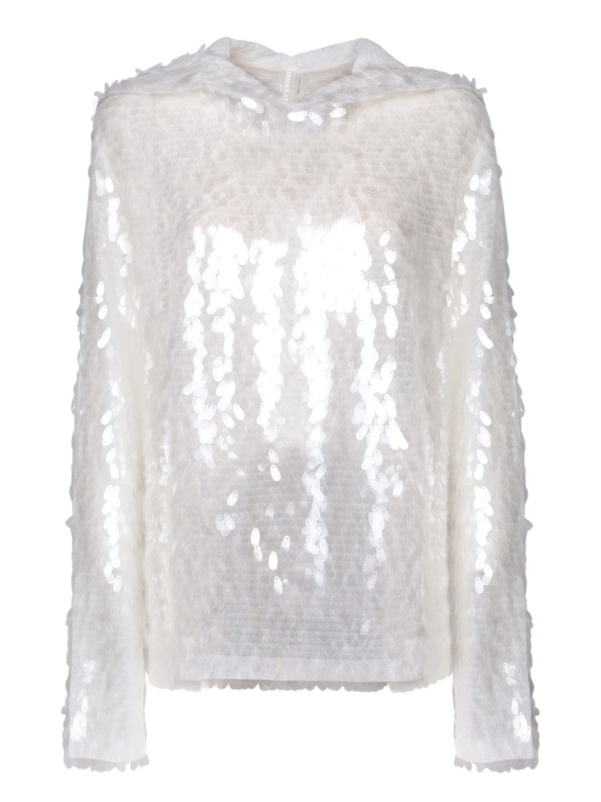Norma Kamali Shimmering Sequined Hooded Top