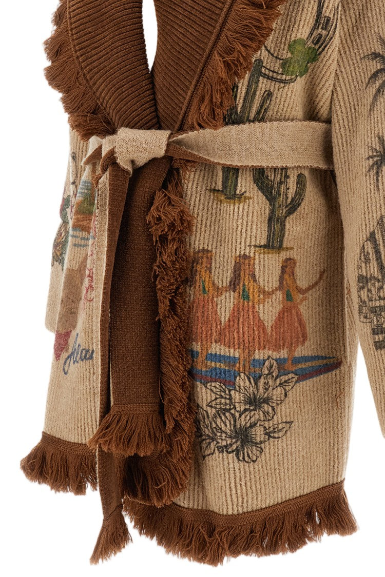 Alanui The Decade Ribbed Wool-Blend Graphic Cardigan