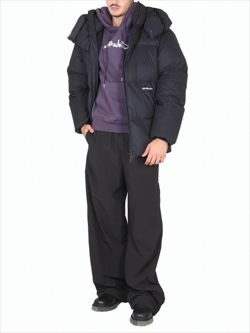 Off-White Quilted High-Collar Down Jacket With Detachable Hood