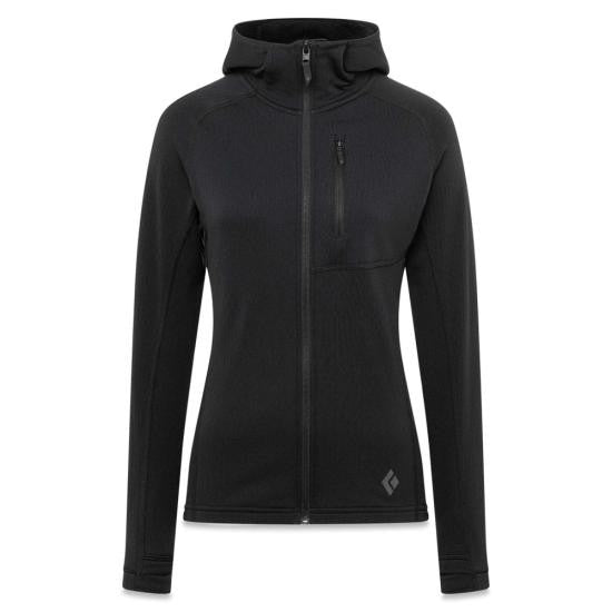 Black Diamond Fitted Black Activewear Jacket With Hood And Zippered Pocket