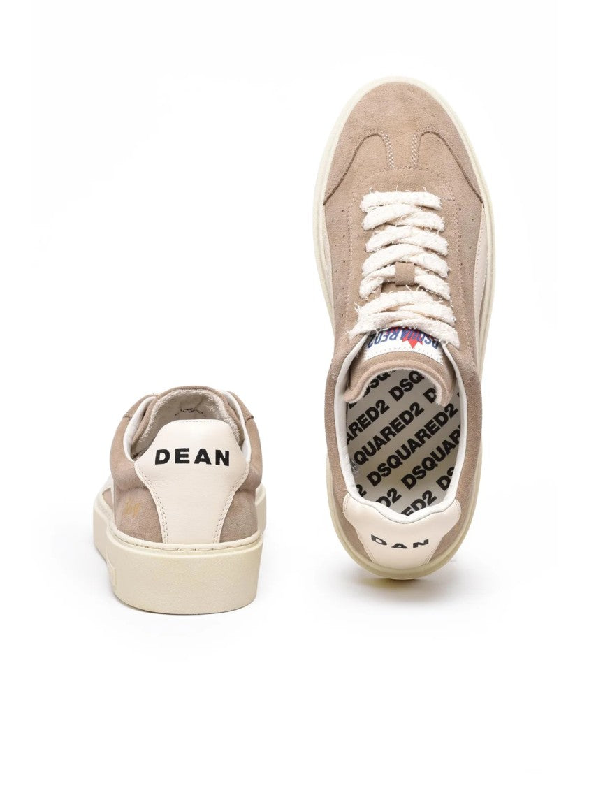Dsquared2 Taupe Leather Suede Sneakers