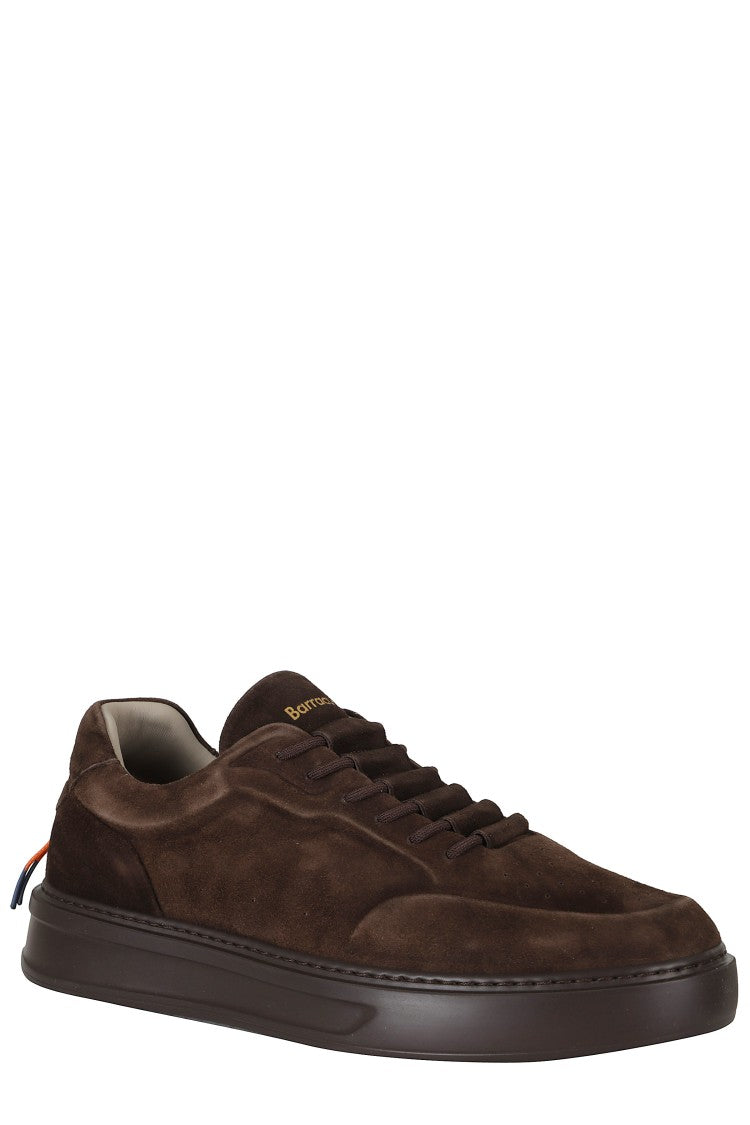 Barracuda Phoenix Brown Low-Top Gold Logo Suede Sneakers